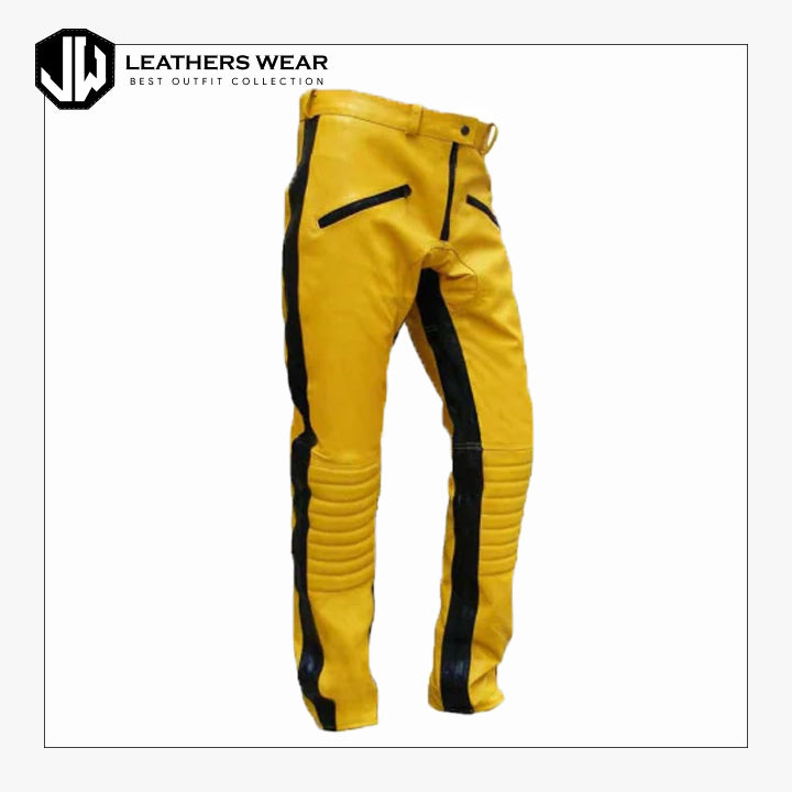 Yellow Leather Trousers Pant