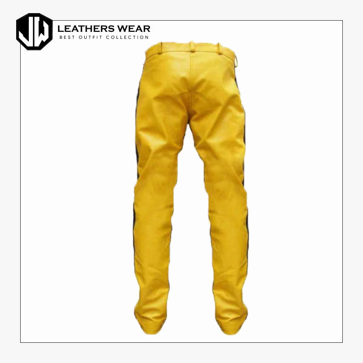 Yellow Leather Trousers Pant