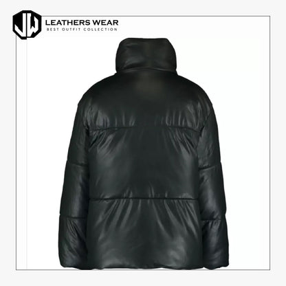 Green Leather Puffer Jacket